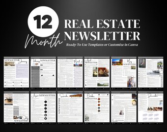 12 Month Real Estate Newsletter Bundle | Real Estate Print | Real Estate marketing | Instant Download