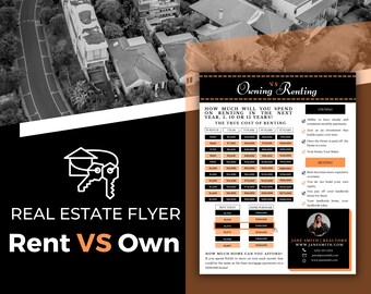 Orange Rent Vs. Own Flyer | Real Estate Handout | Real Estate Print | Realtor Information | Real Estate Marketing | Instant Download