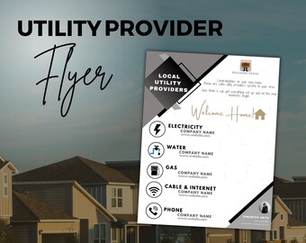 Realtor Utility Provider Flyer | Real Estate Print | Realtor Social Media | Real Estate Marketing | Instant Download