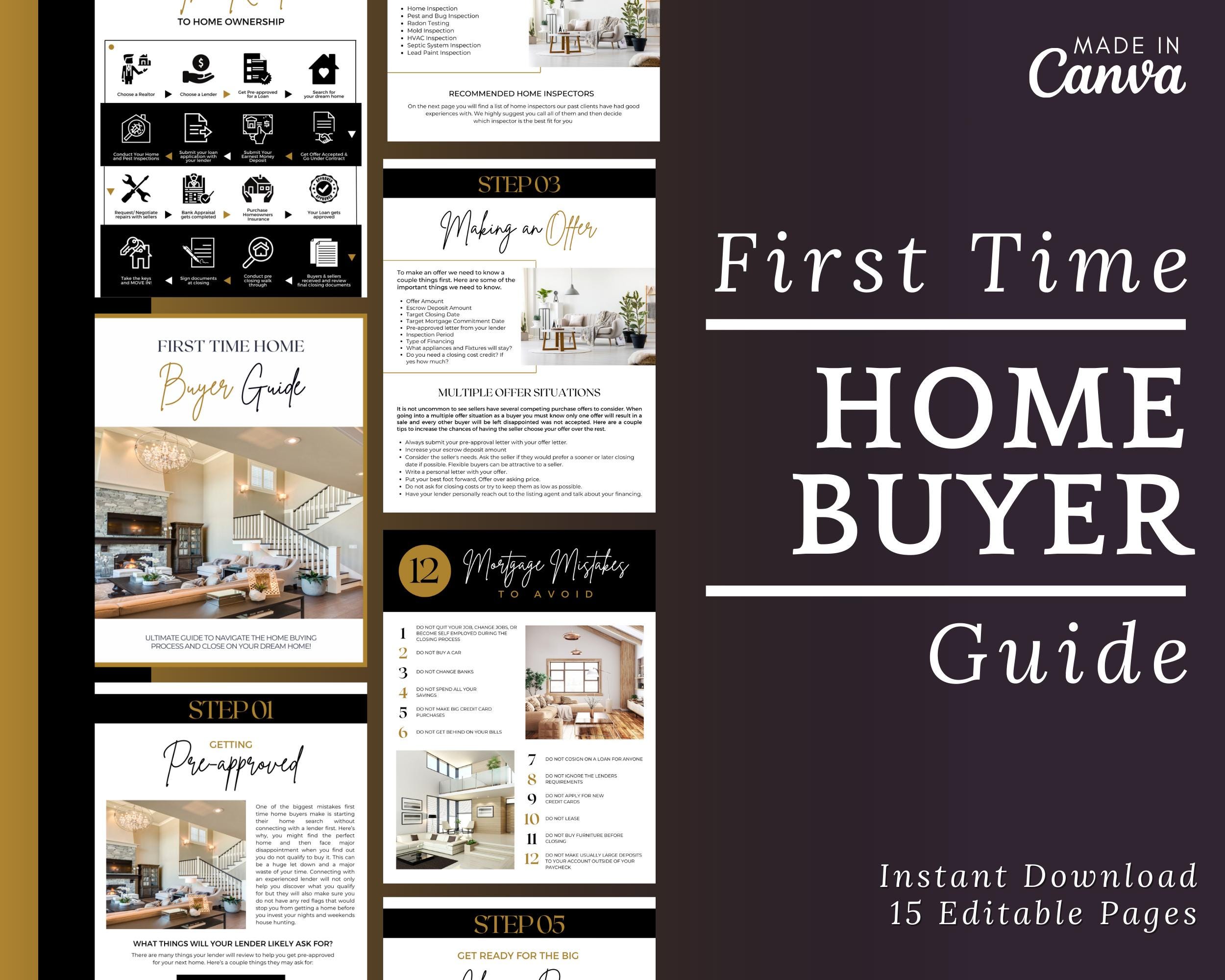 Gold First Time Home Buyer Guide | Real Estate Buyer Presentation | Real Estate Marketing | Instant Download