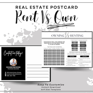 Miete gegen Eigen Postkarte | 150x900 Postkarte | Grundbesitz Landwirtschaft | Makramee Werbung| Hauskäufer Postkarte