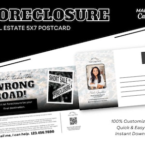 Cartolina di pignoramento immobiliare / Cartolina 5x7 / Stampa immobiliare / Marketing di vendita allo scoperto / Marketing immobiliare / Download immediato