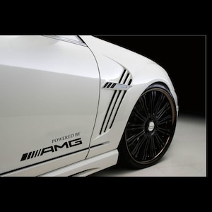 Powered by AMG 2x side sticker decals, car, truck, wall art, window decoration..