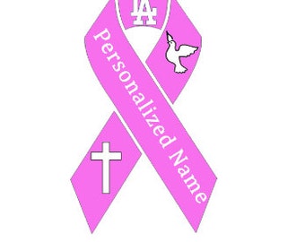 Cancer Ribbon, Breast cancer awareness, Personalized Pink Decal..