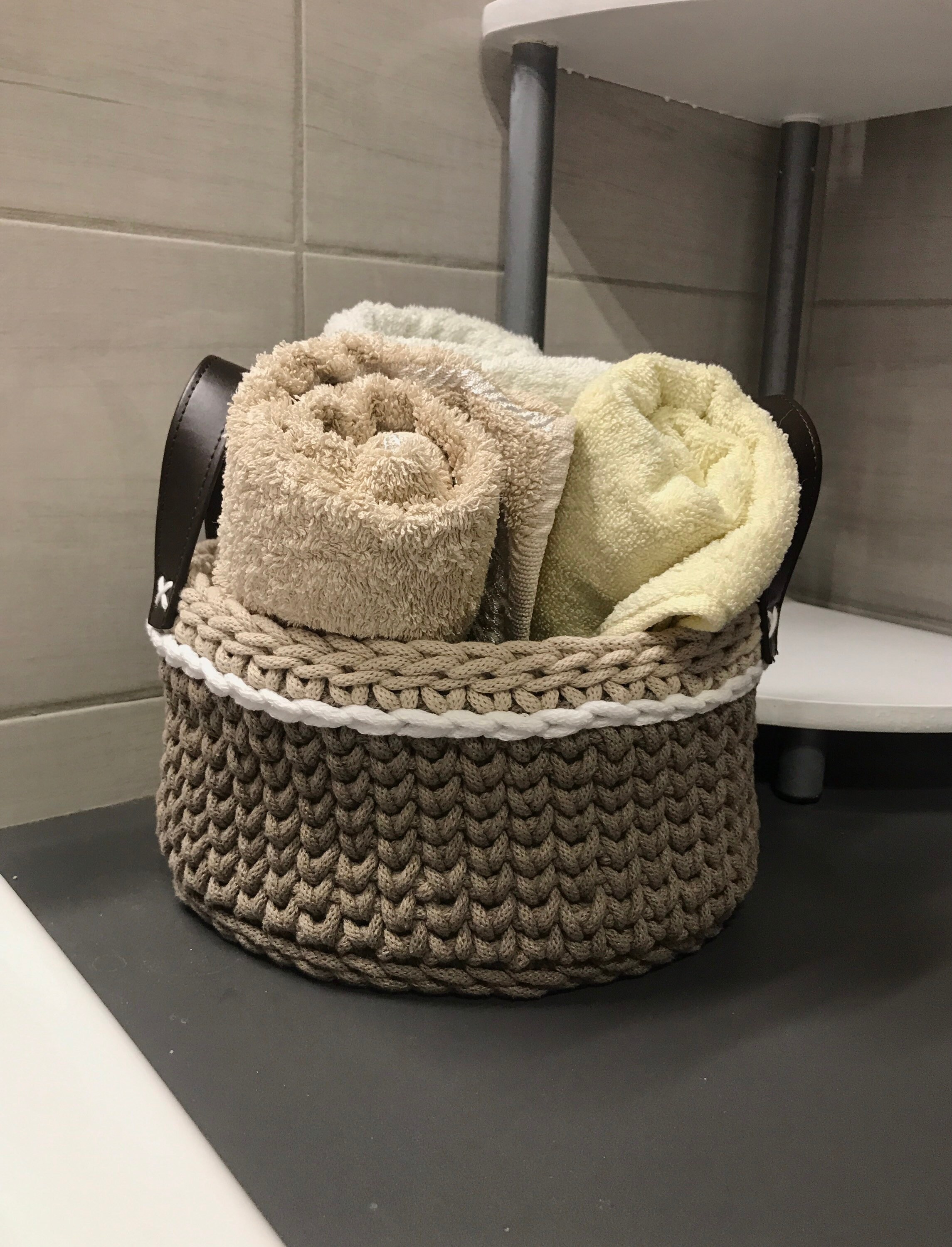 Storage crochet basket cotton cord basket with handle for Etsy