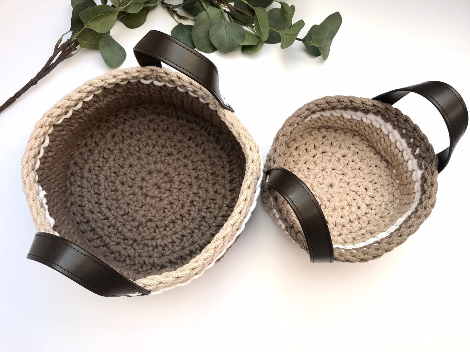 Storage crochet basket cotton cord basket with handle for Etsy