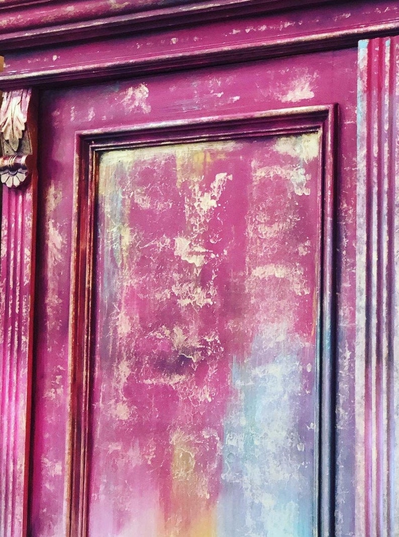 SOLD/ Armoire/ Wardrobe/ Storage Unit/ Fuchsia/ Turquoise/ Dark Blue