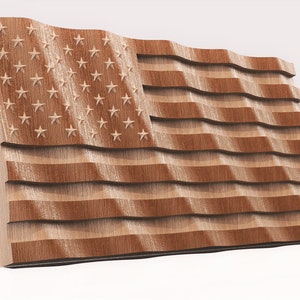 USA Wavy Flag - CNC Files For Wood, 3D STL Model