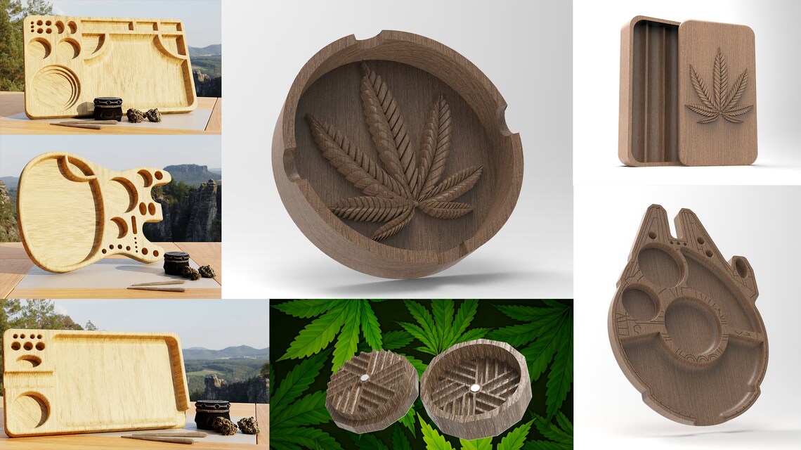 7 Models Pack Marijuana 3D STL and Vector Files for CNC Etsy
