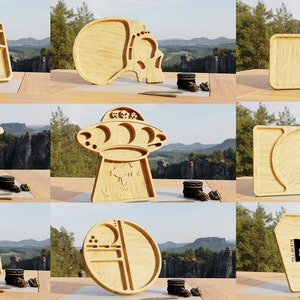 9 Rolling Trays Marijuana Herb Prep - CNC/Laser/ 3D stl/dxf/ai/eps/svg Vector Files for CNC Routers and 3D Printers