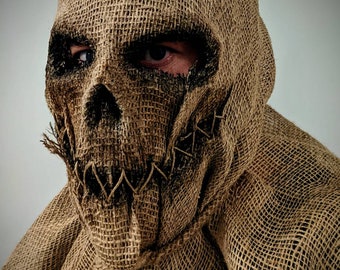 Hessian Halloween scarecrow full head mask