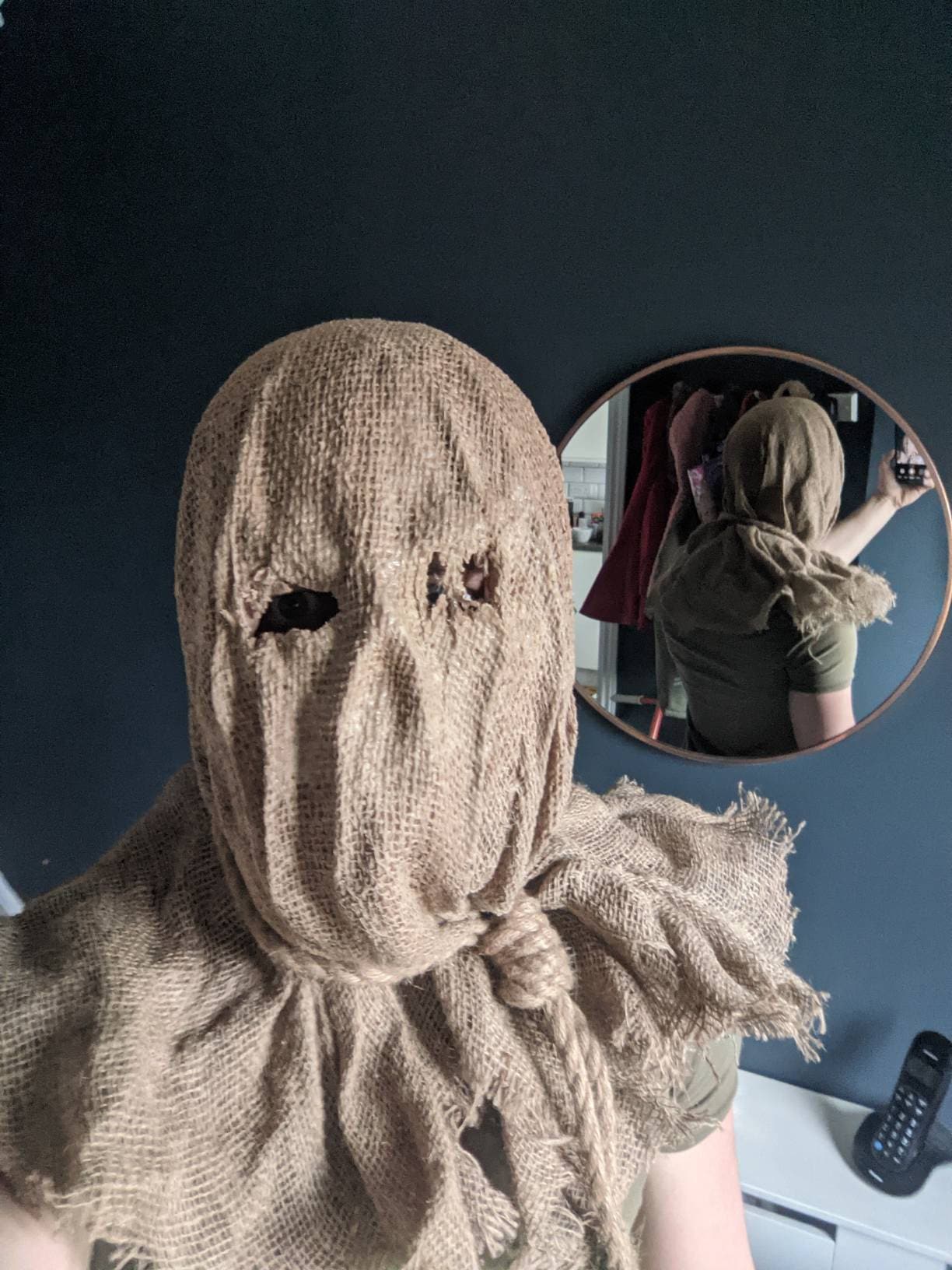 Scarecrow latex and Burlap Halloween mask Etsy