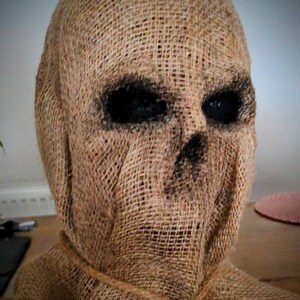 Masker vogelverschrikker | Halloween-masker met volledige kop van latex en jute. Inclusief strop. afbeelding 4