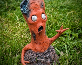 Zombiewortel Halloween-tuinornamentdecoratie - Unieke handgemaakte harssculptuur met acrylverf