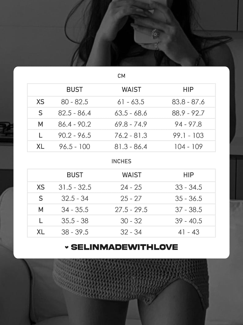 Puede incluir: Tabla de tallas para ropa con medidas en pulgadas y cent&iacute;metros. La tabla muestra las medidas de busto, cintura y cadera para las tallas XS, S, M, L y XL.