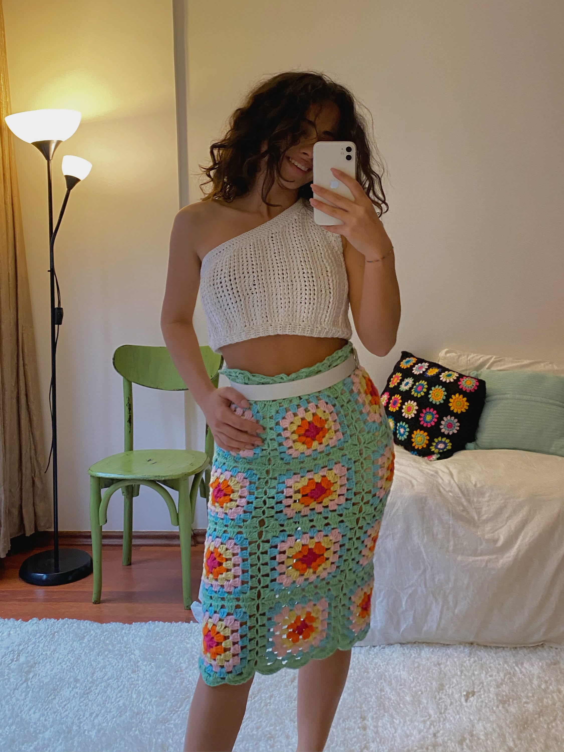 Granny Square Crochet Skirt Colorful Long Skirt Boho Crochet Etsy