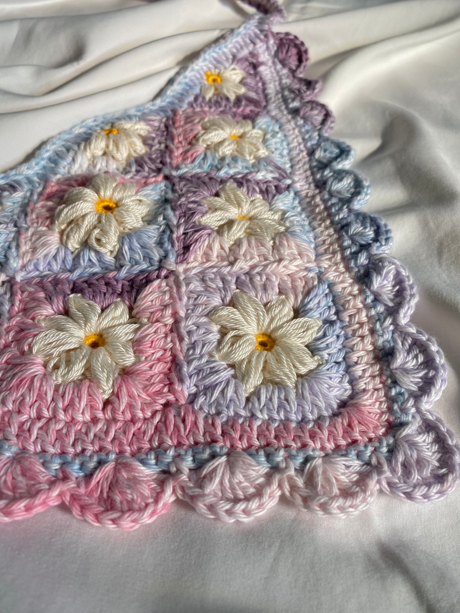 Daisy Batik Purplelilacblue Bandana Crochet Bandana Daisy Etsy