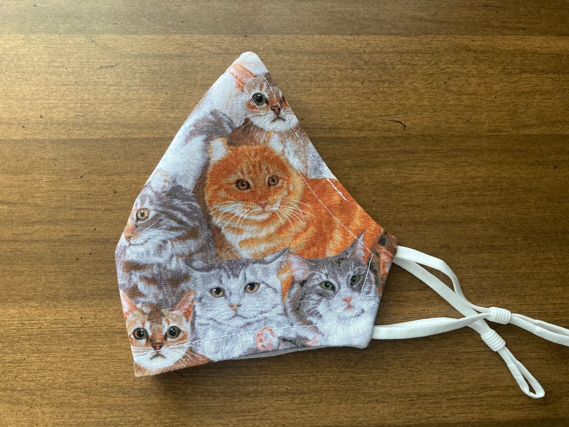 Cats Face Mask Reusable 100 Cotton Etsy