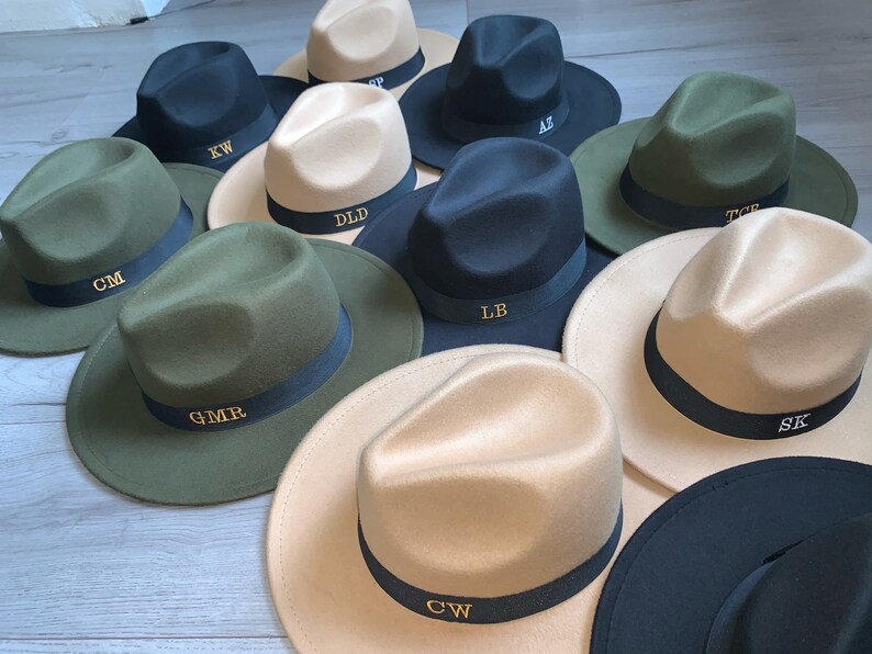 Personalised Monogram Fedora Hat Embroidered Initials Boutique Etsy