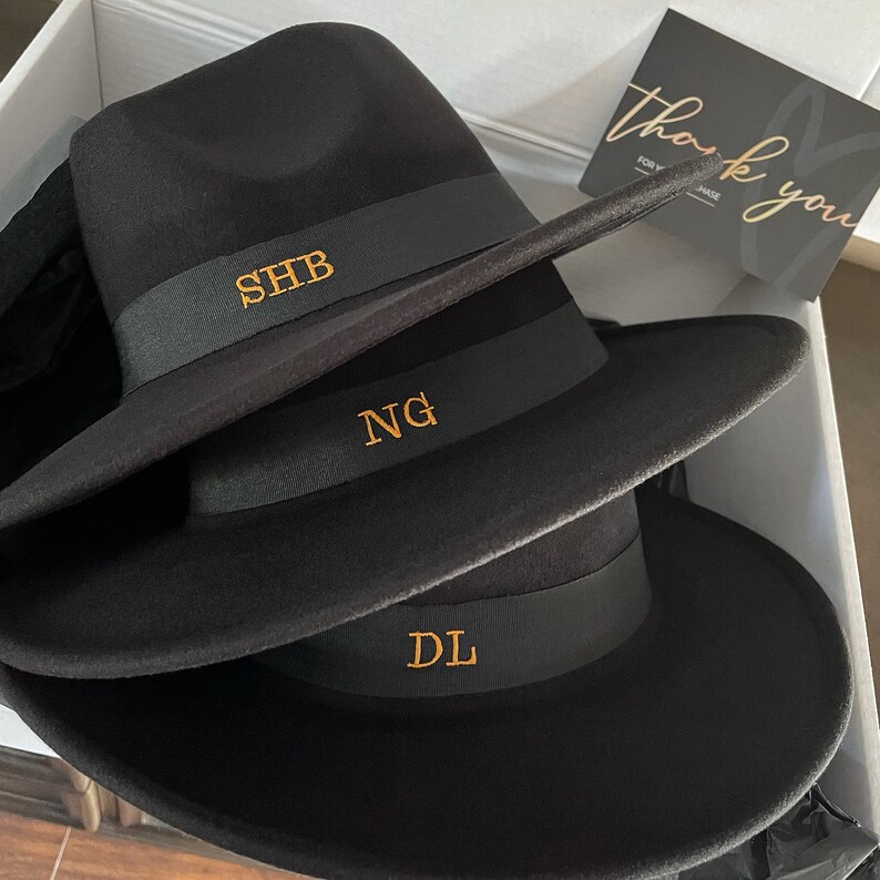 Personalised Monogram Fedora Hat Embroidered Initials Boutique Etsy