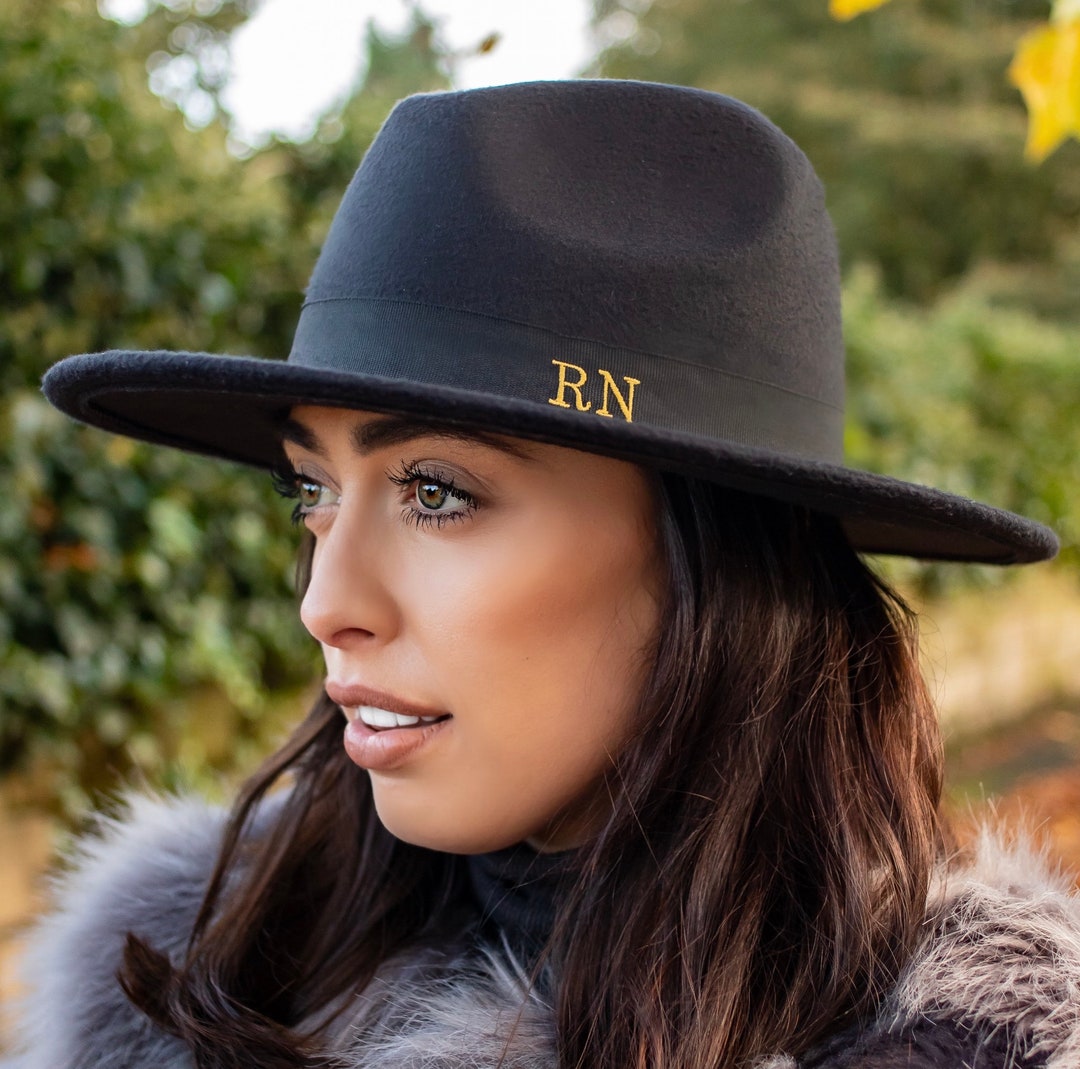 Personalised Monogram Fedora Hat Embroidered Initials Boutique Etsy