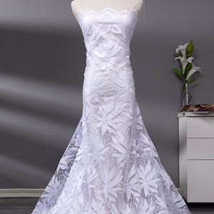 5 Yard High Quality Lace Fabric African Nigerian Mesh Net Lace Fabric With Sequins For Wedding Party Dress Sewing