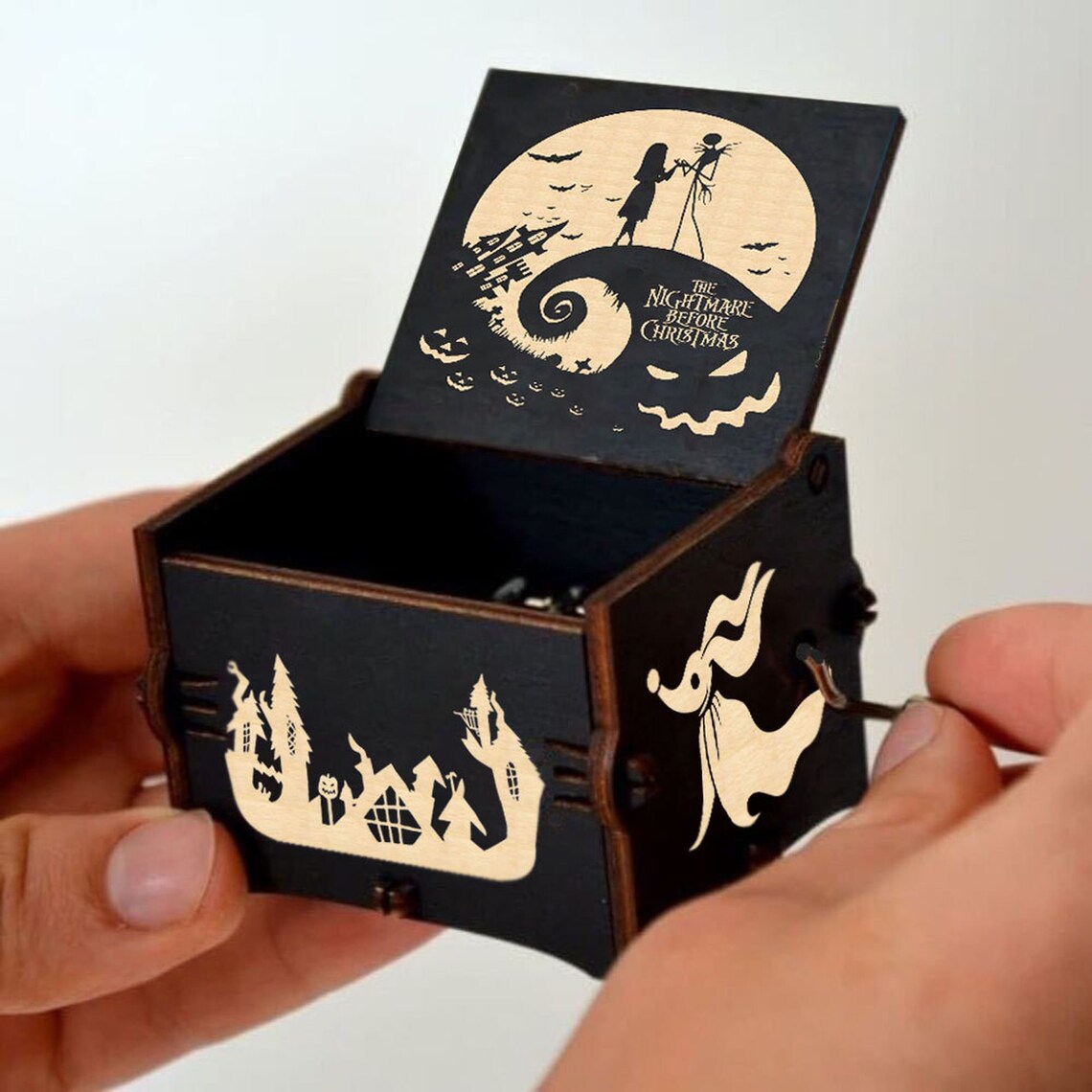 The Nightmare Before Christmas Wooden Music Box Halloween and Etsy