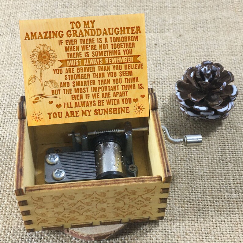 To My Granddaughter Music Box Gift You Are My Sunshine Theme Etsy