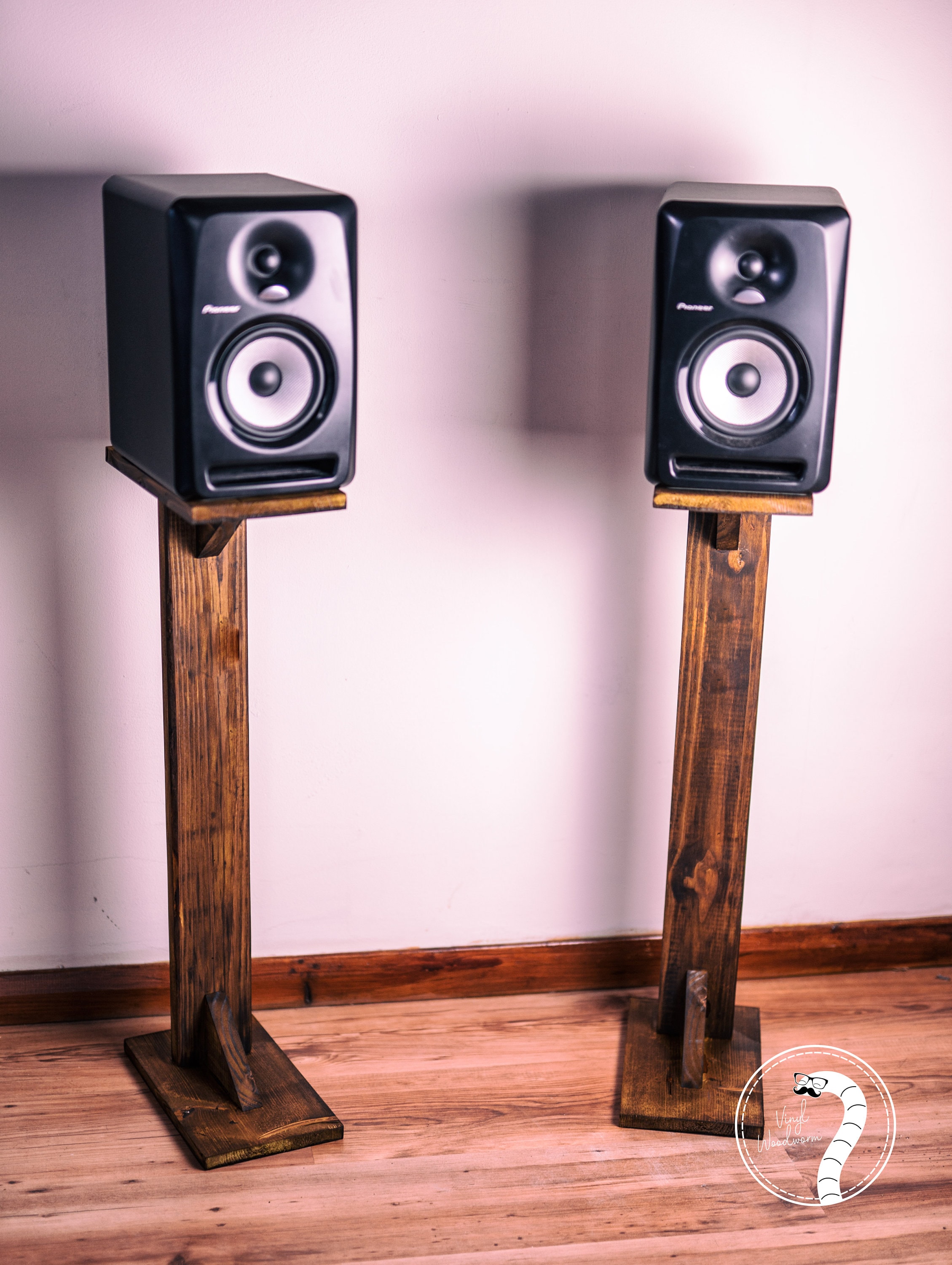 Floor Speaker Stands Pair Hand made rustic mahogany wood Etsy