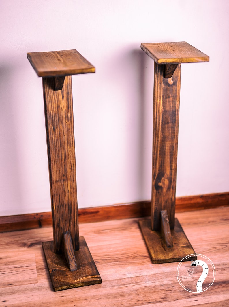 Floor Speaker Stands Pair Hand Made Rustic Mahogany Wood Etsy UK