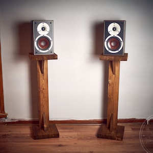 Floor Speaker Stands - Pair - Hand made rustic - mahogany wood monitor mount hifi