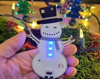 DIY Snowman Christmas Ornament 2 PACK Soldering Kit, Gift for Engineers, Nerds, Makers Do It Yourself Tech Accessories Gadgets for Men Women