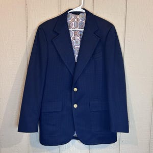 Vintage 70s Lee Dan Globmans Navy blue Sports Coat Blazer Jacket