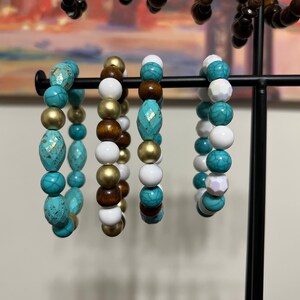 Turquoise Wooden Beaded Bracelet Set