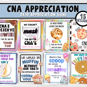 CNA&#39;s Printable Appreciation Signs | Certified Nurses Assistant Appreciation Week | Medical Staff Thank You Bulk Gift Idea | Thank a CNA