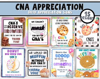 CNA's Printable Appreciation Signs | Certified Nurses Assistant Appreciation Week | Medical Staff Thank You Bulk Gift Idea | Thank a CNA