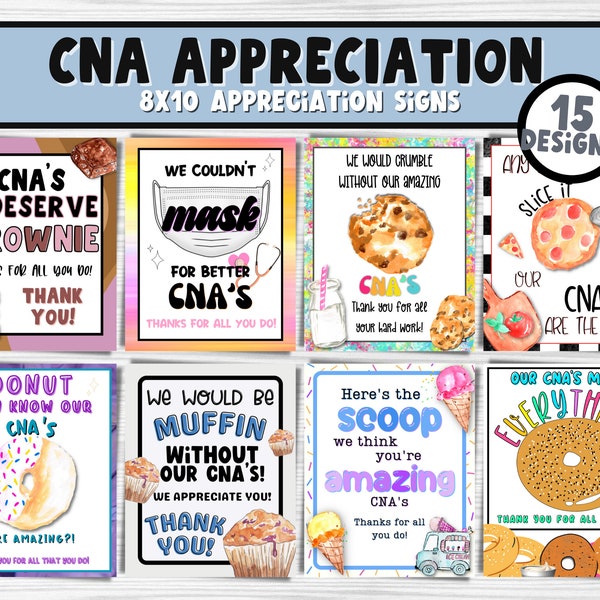 CNA's Printable Appreciation Signs | Certified Nurses Assistant Appreciation Week | Medical Staff Thank You Bulk Gift Idea | Thank a CNA