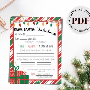 Letter to Santa Keepsake From Child |  Xmas INSTANT DOWNLOAD | Printable