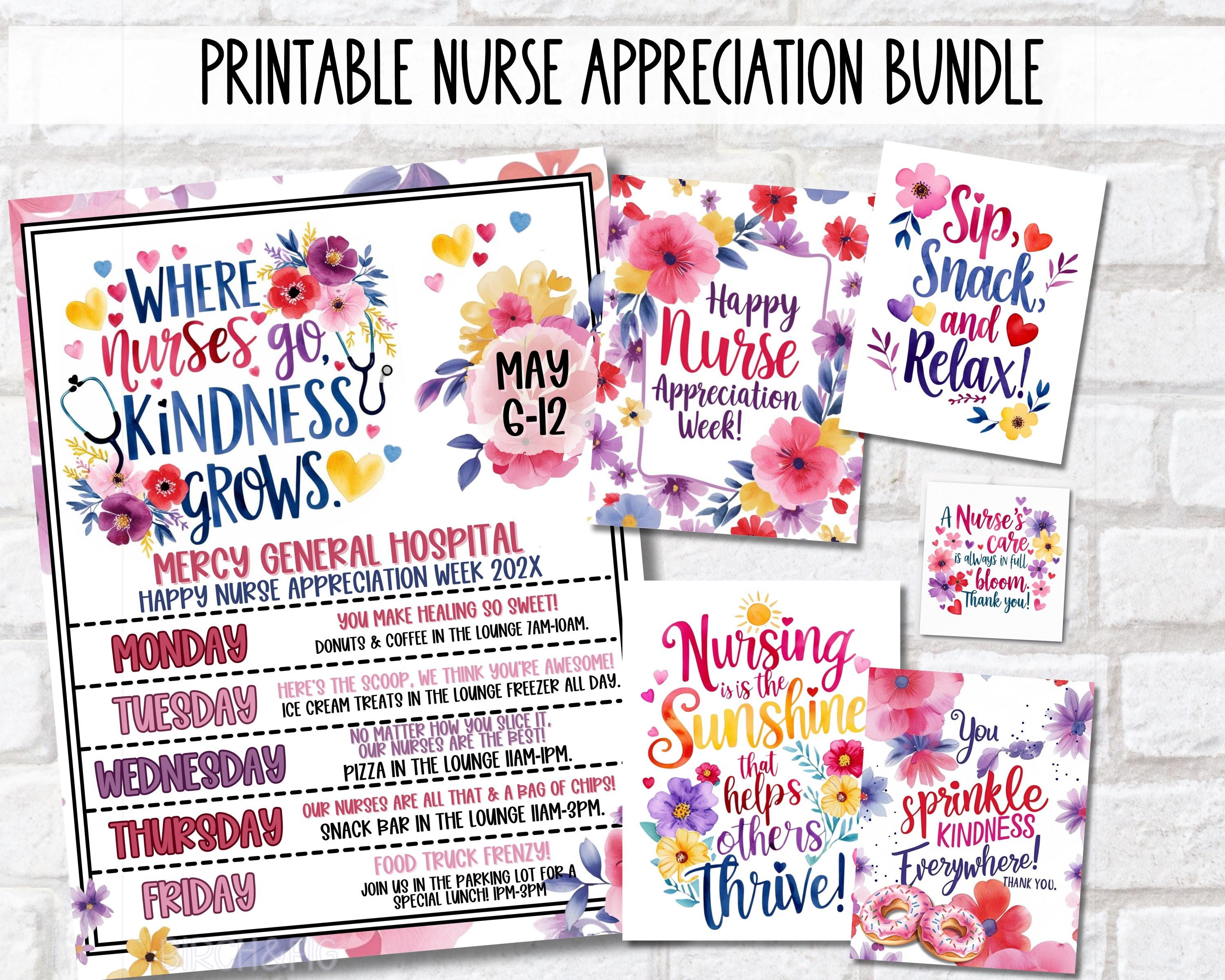 Nurses Appreciation Week Editable Itinerary | Hospital Staff DIY Bulk ...