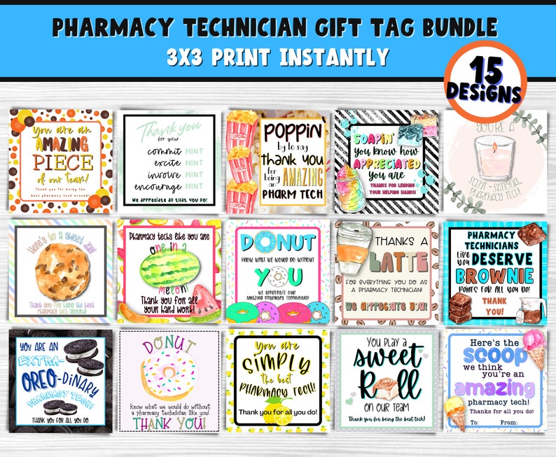Pharmacy Technicians Week Printable Gift Tags Pharmacy Tech Etsy