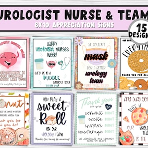 Urologen Krankenschwestern Woche | Urology Appreciation Week Printable Sign Bundle | Muffin, Bagel, Donut, Pizza und mehr!