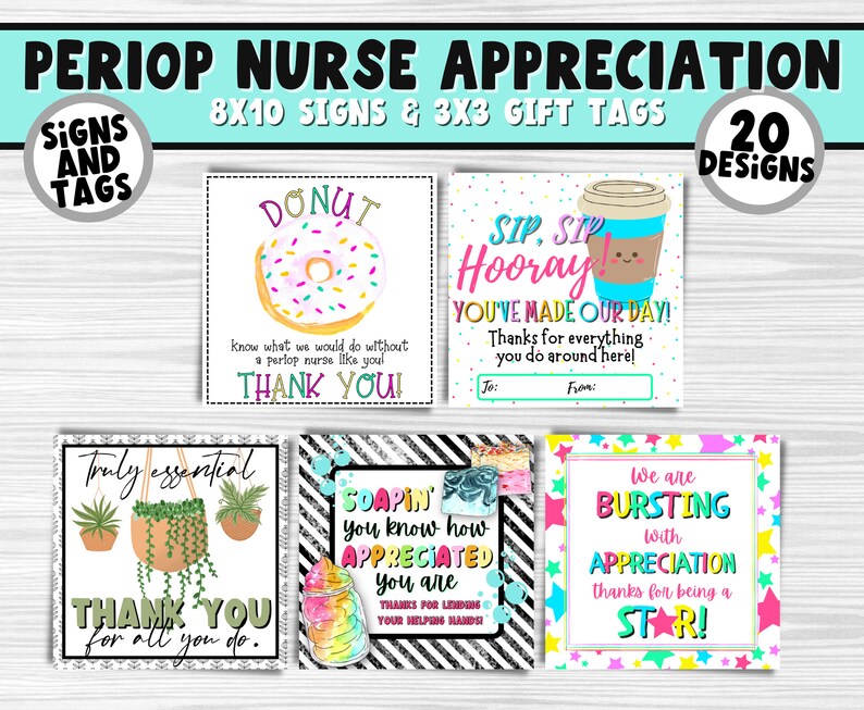 Periop Nurse Printable Appreciation Signs & Gift Tags | Perioperative Nurses Appreciation Week | Medical Staff Thank You Bulk Gift Idea image 7