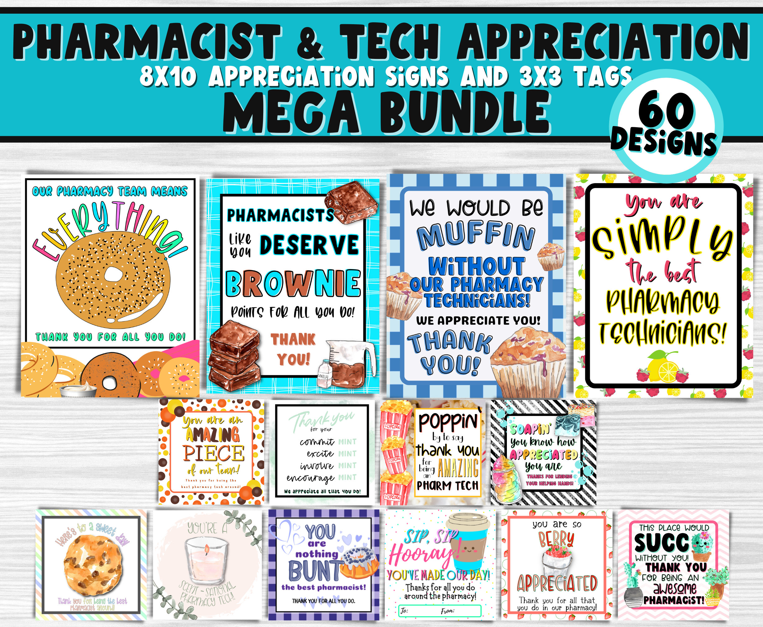 PHARMACIST & PHARMACY TECHNICIAN Week Printable Signs and Tags | Employee Appreciation | Happy Pharmacist Week