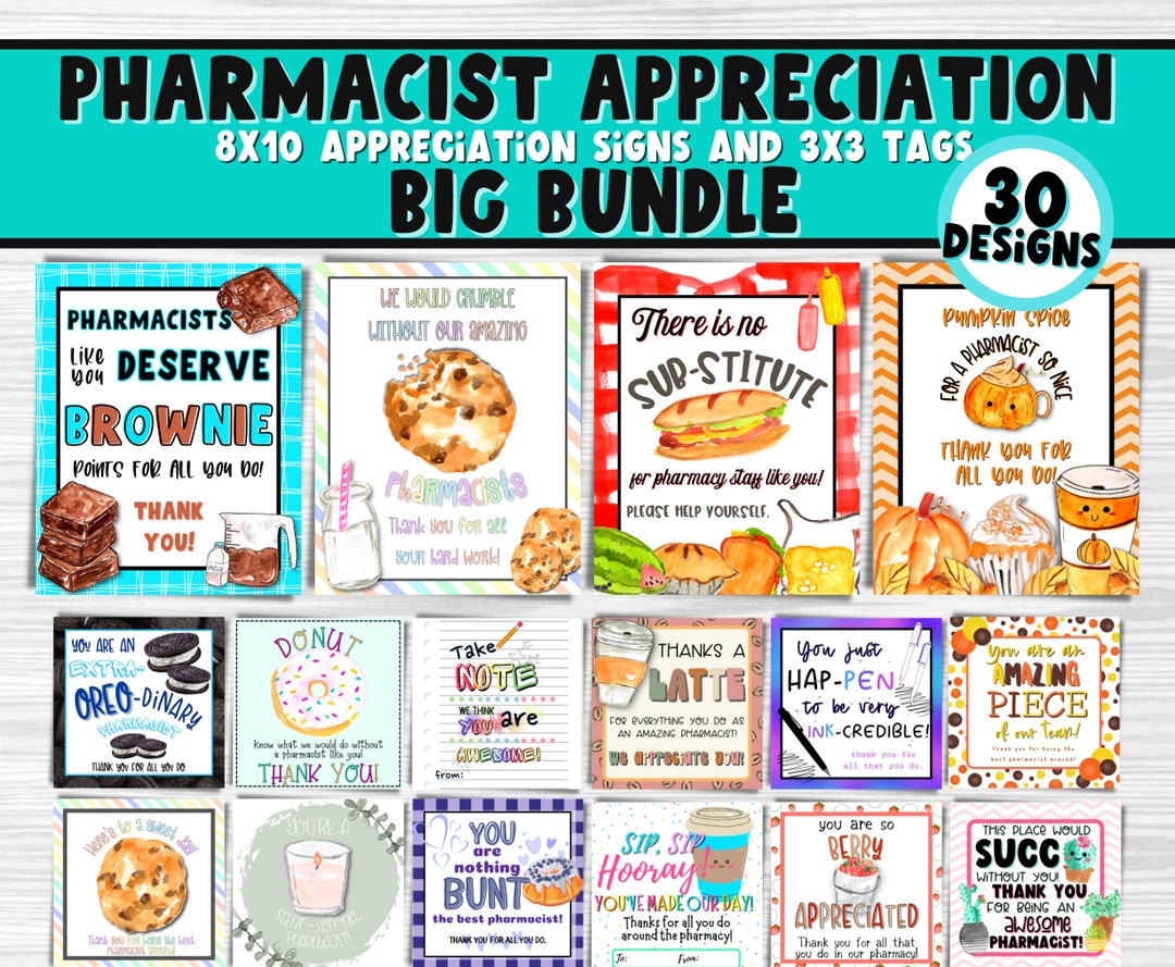 Pharmacists Week Printable Signs and Tags Pharmacy Appreciation Happy