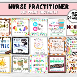 Krankenschwester Practitioner Wertschätzung druckbare Geschenkanhänger | Krankenhaus Personal DIY Bulk Geschenk Idee | Happy NP Woche Dankeschön Geschenk | Snack & Candy Anhänger