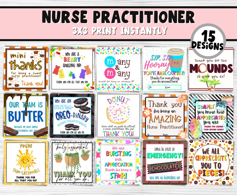 Nurse Practitioner Appreciation Printable Gift Tags Hospital Etsy