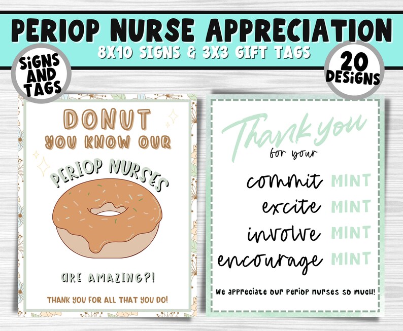Periop Nurse Printable Appreciation Signs & Gift Tags | Perioperative Nurses Appreciation Week | Medical Staff Thank You Bulk Gift Idea image 6