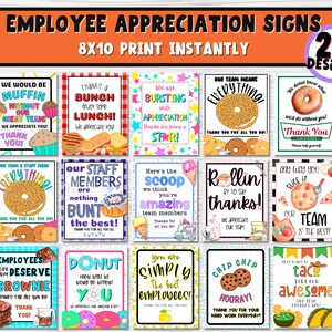 Staff Appreciation Sign Bundle 20 Designs Brunch, Lunch, Cookie, Muffin, Bagel, Donut, Candy and More!