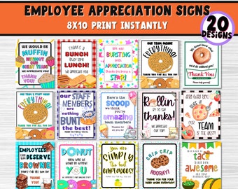 Staff Appreciation Sign Bundle 20 Designs Brunch, Lunch, Cookie, Muffin, Bagel, Donut, Candy and More!