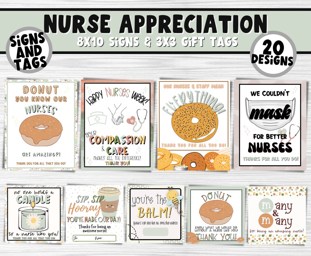 Registered NURSE Appreciation Printable Signs & Gift Tags | Hospital ...